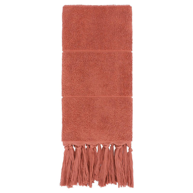REGALWOVEN Bathroom Cotton Absorbent Soft Decorative Turkish Hand Towels with Tassel 14" x 30" Brown 1 Pack