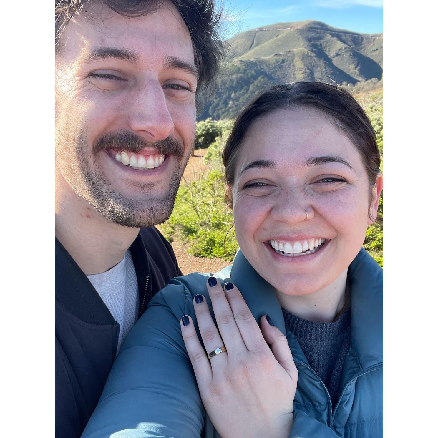 Our first seflie as an engaged couple. Right above the Golden Gate Bridge