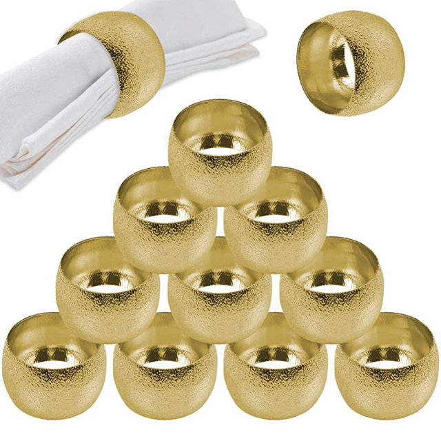 Getfitsoo Napkin Ring,Napkin Holder for Wedding Christmas Party Dinner Table Decor 12 Pcs (Gold ringlike)