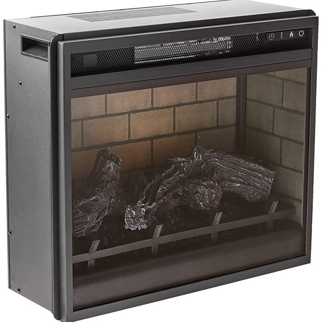 Signature Design by Ashley 24" Electric Infrared Fireplace Insert with Remote Control, Black