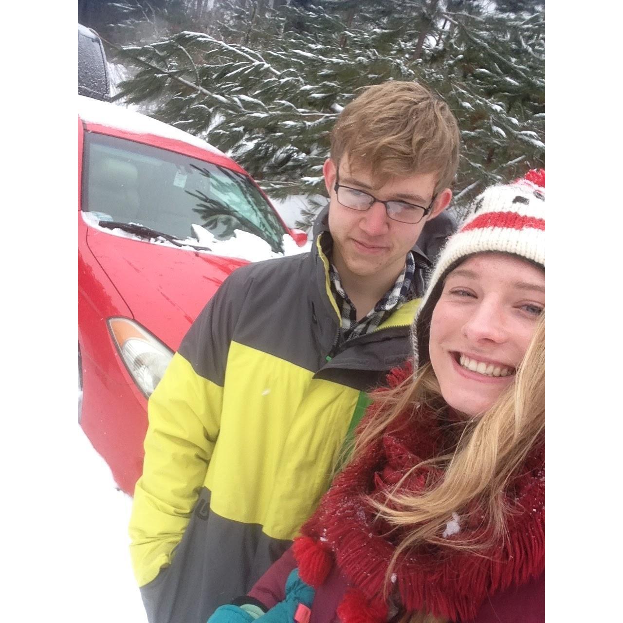 Our first winter together Tobey came to visit the family at the cabin. He was told explicitly not to attempt to drive his Solara down the snow covered driveway. Tobey considered that a challenge.