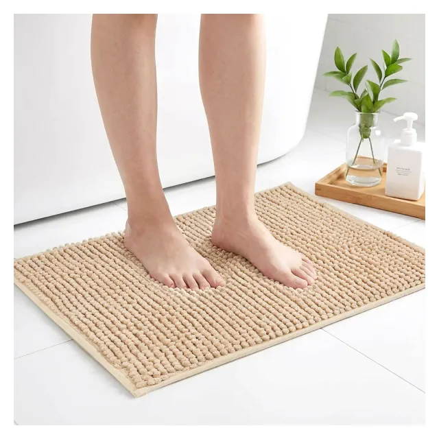 Garnen Bathroom Rugs Non Slip Bath Mat Rug, 16"x24" Bath Mat Towel Soft Absorbent Quick Dry Washable Bath Mats for Bathroom Floor Tub & Shower, Beige