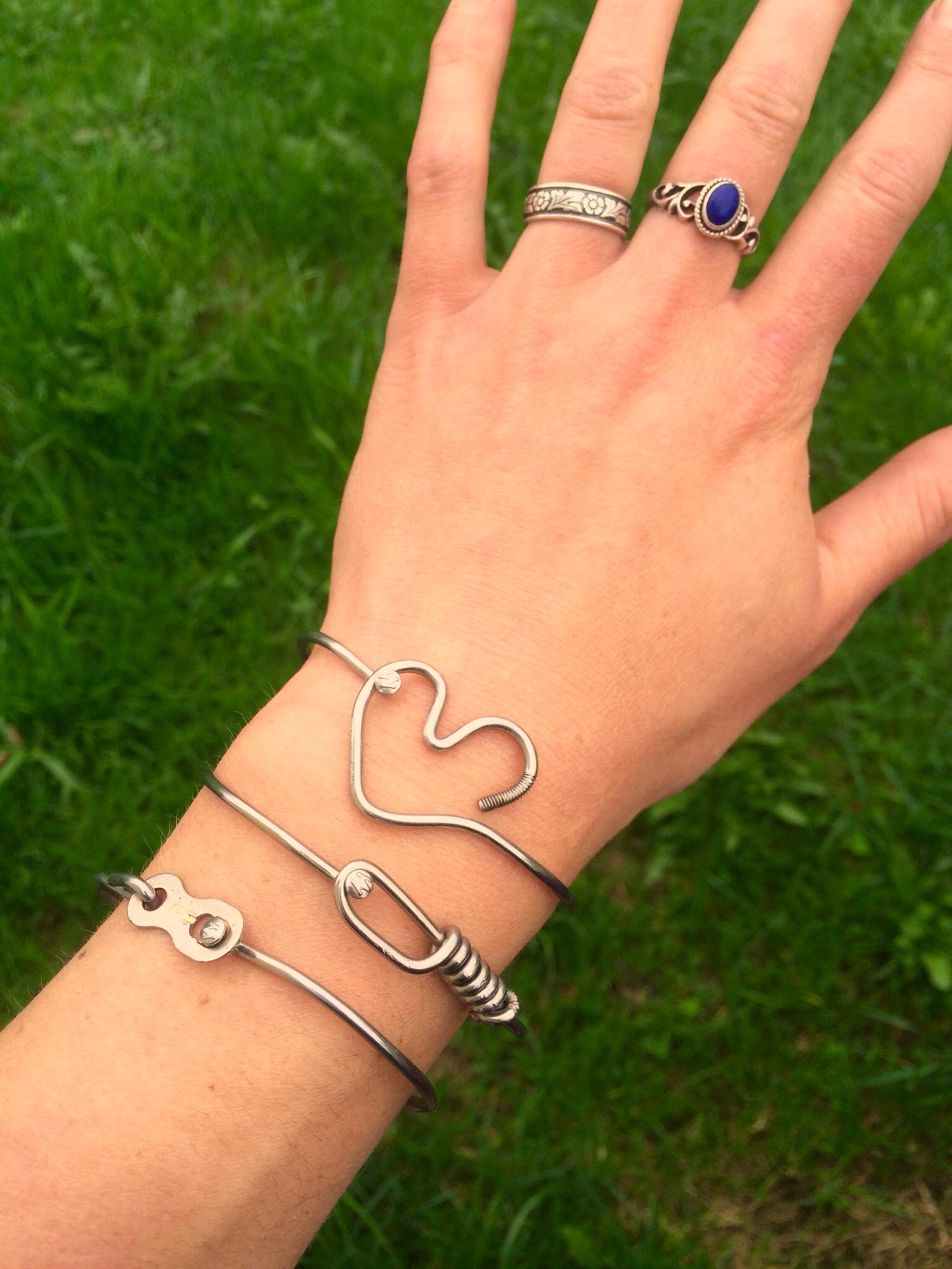 As a gift before we even stared dating, Alex made me these beautiful bracelets out of bike spokes! I have been wearing them every day since!