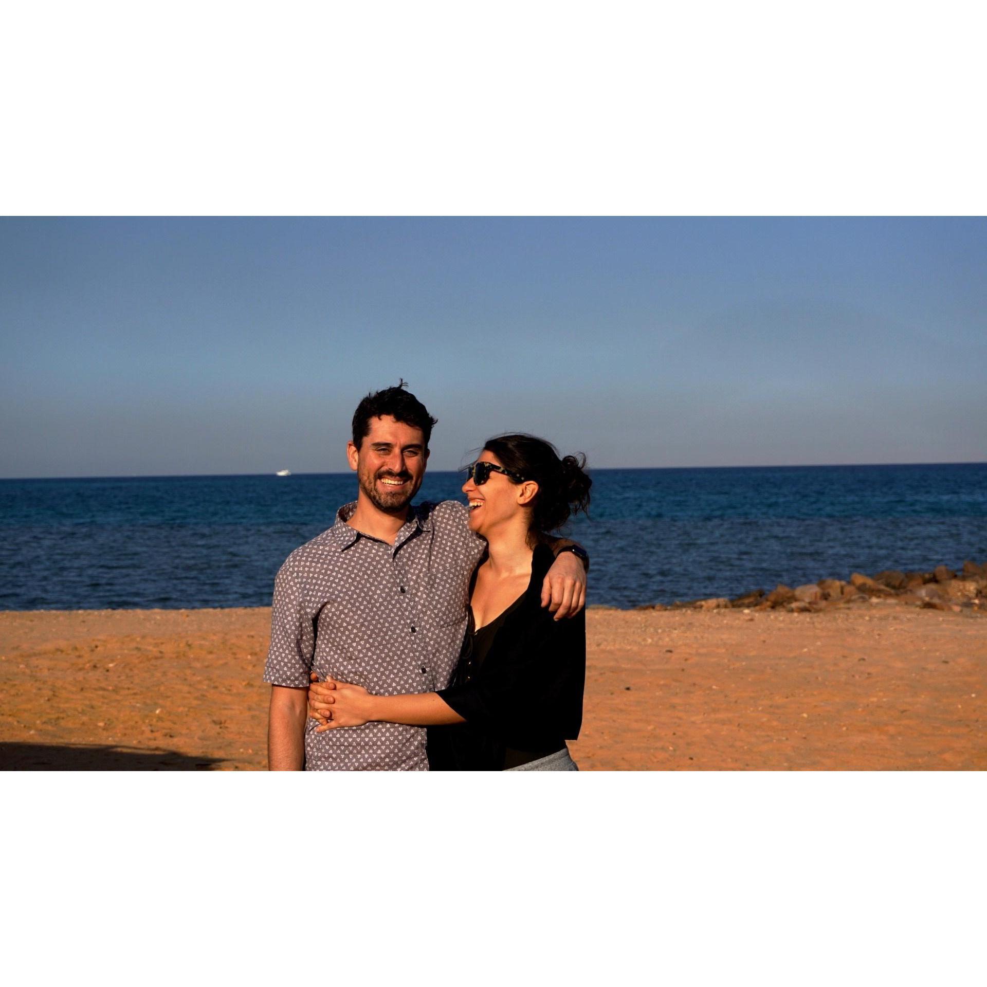 Laughing on the beach!