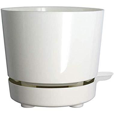 8" Self Watering + Self Aerating High Drainage Deep Reservoir Round Planter Pot Prevents Mold, Root Rot & Soil Fungus in Herbs, Succulents, for Indoor & Outdoor & Windowsill Gardens (White)