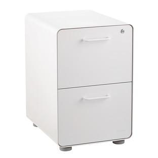 Poppin White 2-Drawer Stow Locking Filing Cabinet