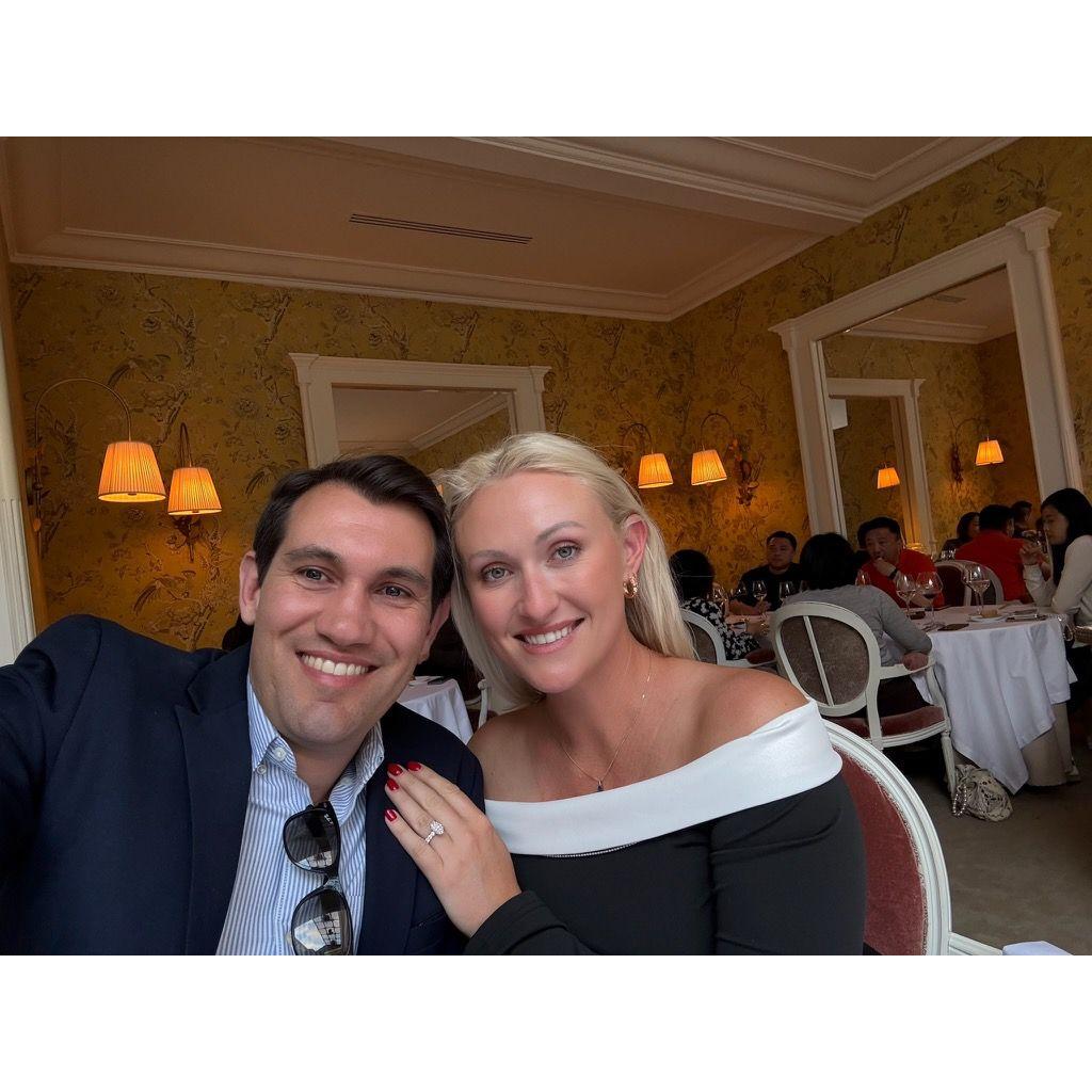 Dinner the night Jeff proposed to Christina in Paris.