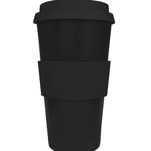 Joe Cup Premium Organic Reusable Bamboo Coffee Cup, Coffee Mug with Quick Seal Spill Stopper (Black, 16 oz)