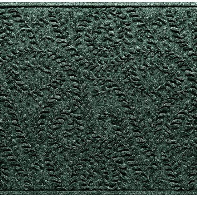 WaterHog Boxwood Front Door Mat Indoor Outdoor Entrance, Absorbent All-Weather Doormat with Non-Slip Rubber Backing, Dirt & Moisture Trapper, Low Profile & Easy Clean, Made in USA, 35"x59" Evergreen