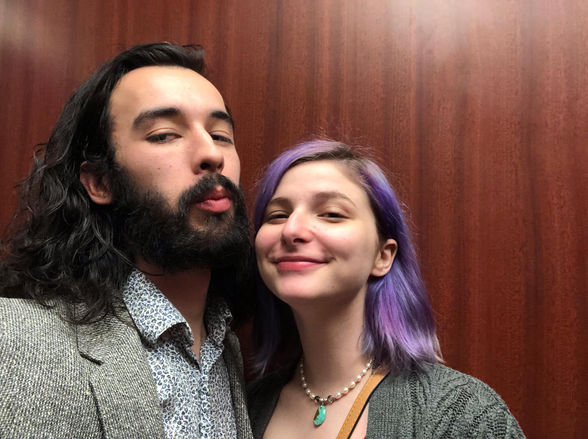 Us getting dressed up to go out on a classic date night while living in their first hilltop apartment.