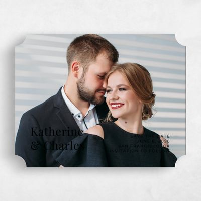 Black Ticket Wedding Save the Date - Woads Type