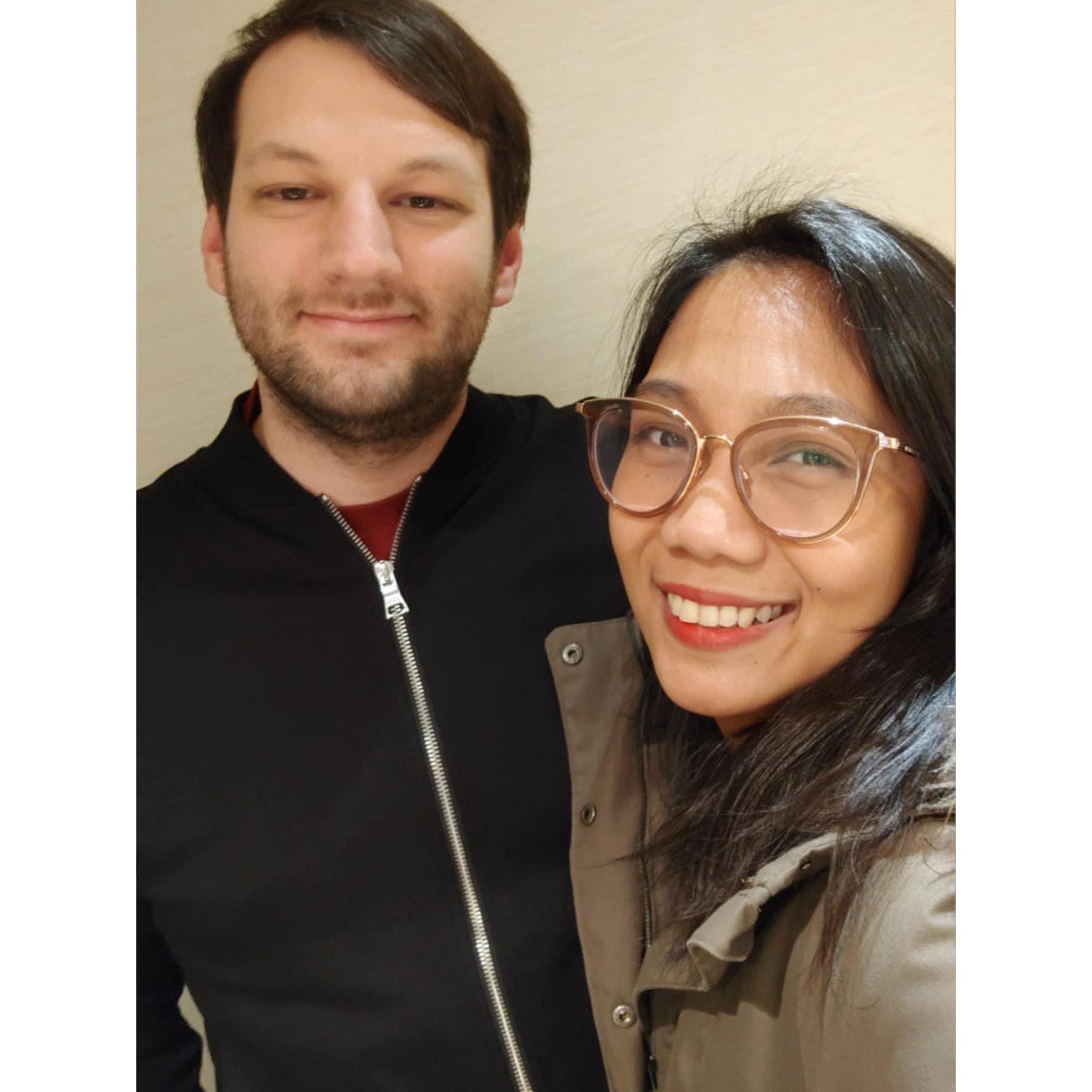 On every anniversary we tried to go somewhere for a getaway to celebrate. And this is our first anniversary picture. We went o Niagara.