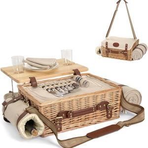 Wicker Picnic Basket Set for 2 - Color: Natural