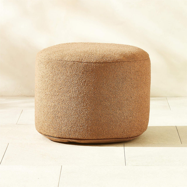 Silves Light Brown Boucle Outdoor Pouf 24"