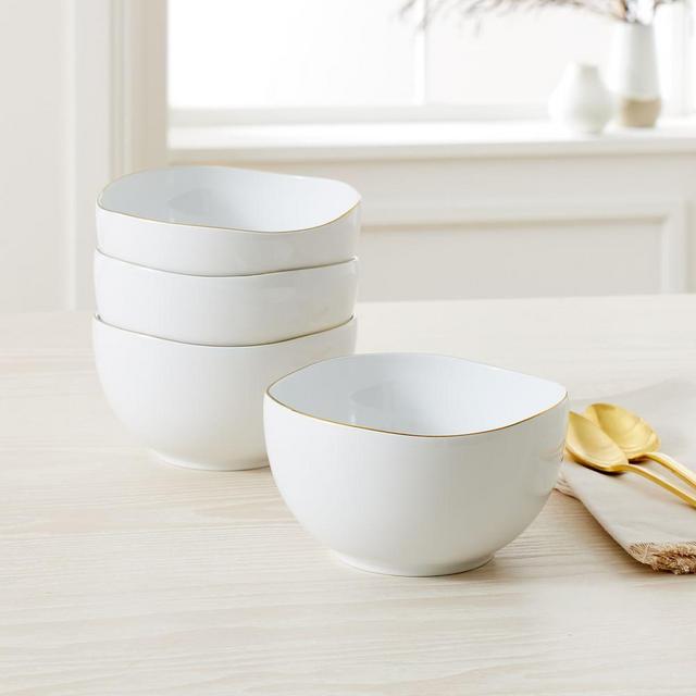 Organic Rimmed Small Bowl Gold Rim Set of 8 BOM