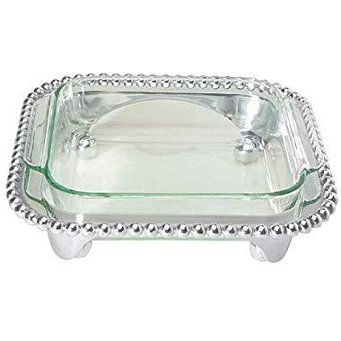 MARIPOSA Pearled Square Casserole Caddy, Silver