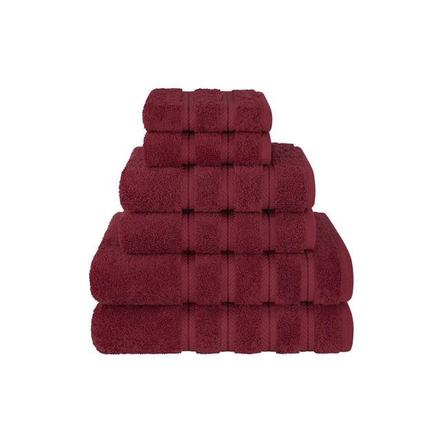 American Soft Linen 6 Piece Towel Set, 100% Cotton Bath Towels for Bathroom, Bordeaux Red