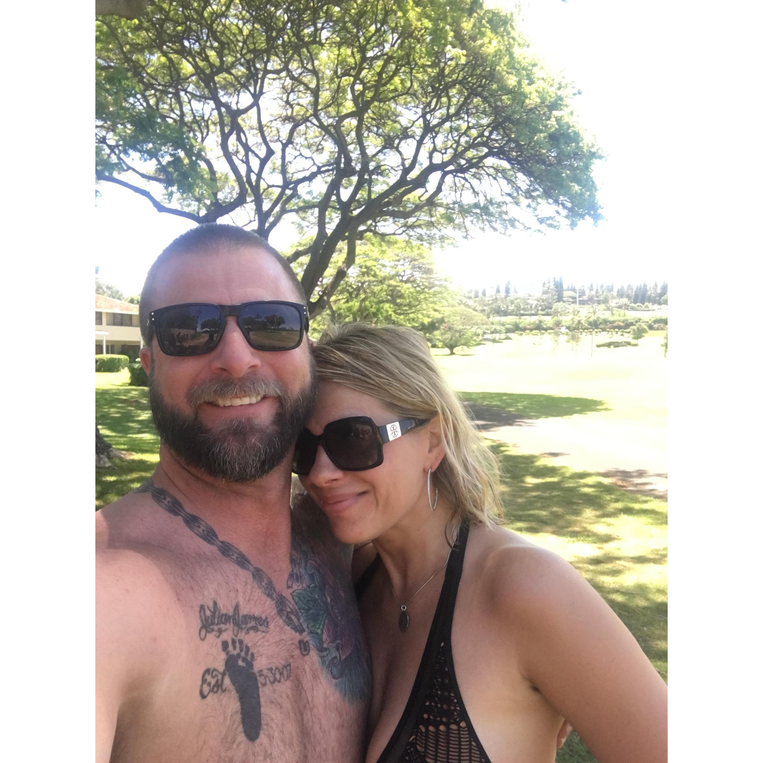 Before I suggested he grow his hair. 🤭 Hawaii 2017