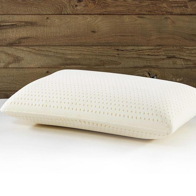 I AM Natural Talalay Latex Medium Support Bed Pillow for Sleeping, Removable and Breathable 100% Cotton Cover, Queen, White
