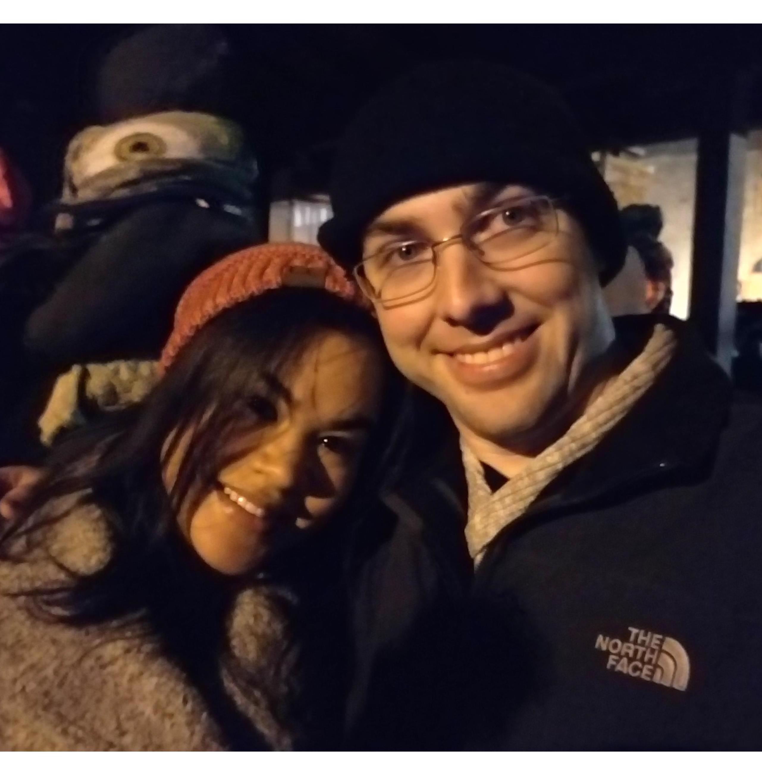 Even during the cold winters here in Minot, we try to get out and enjoy the sights. This is us enjoying the Annual Holiday train that drives through Minot.