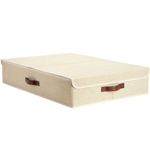 Essential Canvas Foldable Bin, Linen - 30" Underbed Bin