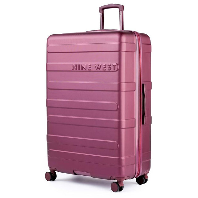Nine West Large Checked Luggage, 32 Inch Extra Large Suitcases with Wheels, Perfect Hard Luggage for Long Distance Travel, Ideal Travel Suitcase for Family Vacations or Business Trips