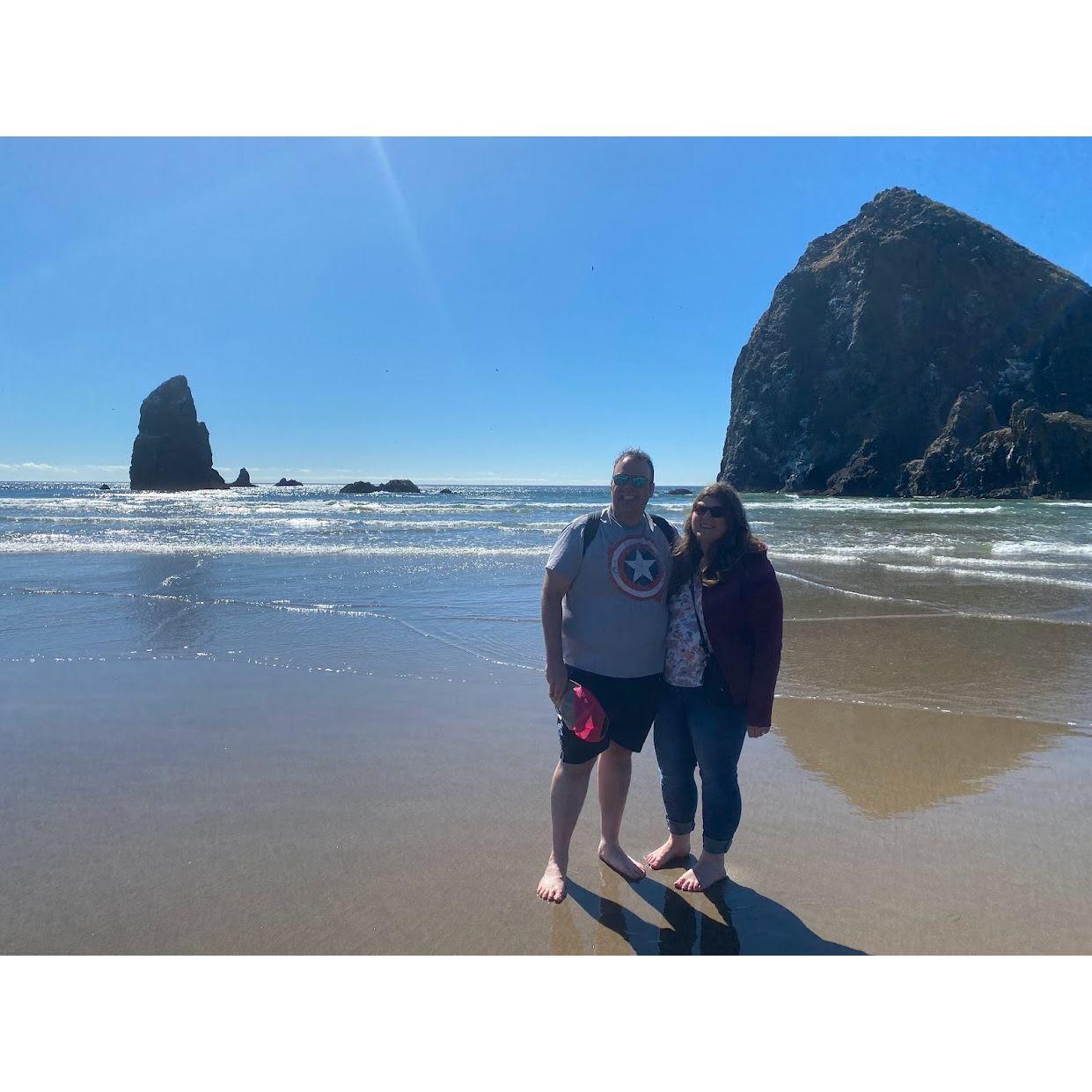 Cannon Beach, where I only splashed her once!