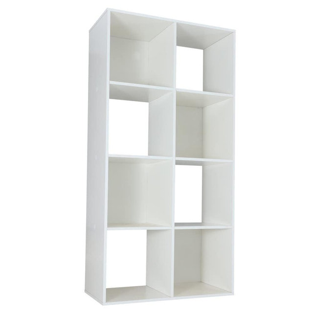 Amazon Basics Storage Cube Shelf Organizer, 8 Cubes, White, 11.7" D x 24.1" W x 47.6" H