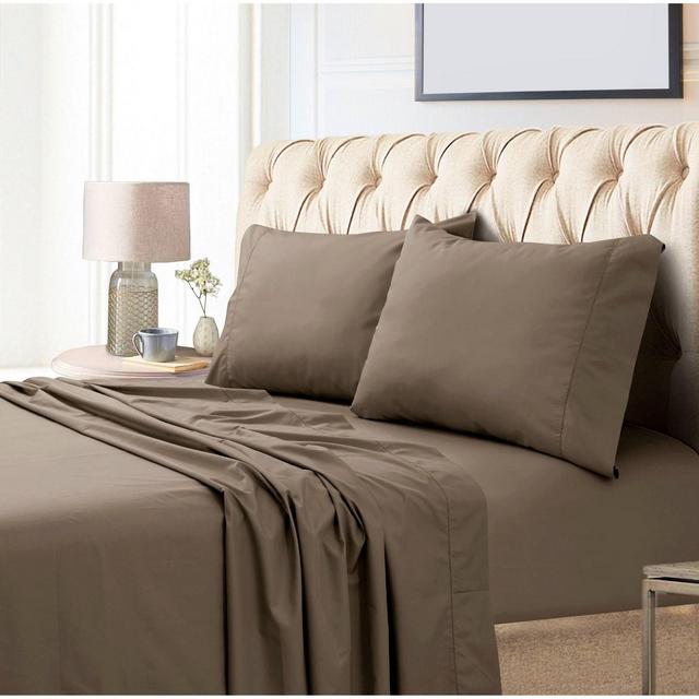 Queen 800 Thread Count Extra Deep Pocket Sateen Sheet Set Taupe - Tribeca Living