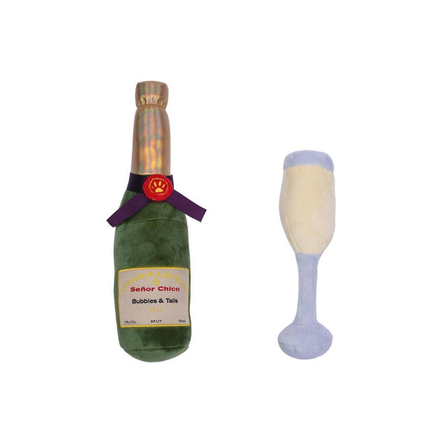 Champawgne-Cheers Plush Dog Toy Gift Set – with Squeaker & Crinkle Paper for Fun Play, Durable for Chewing, Perfect for Playtime and Cuddles