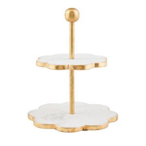 Scallop Gold Marble Tier Stand
