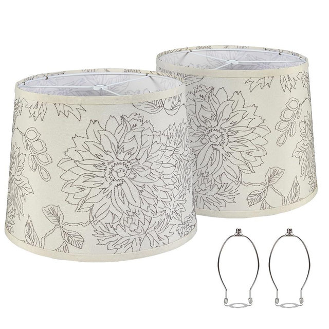 Drum Lampshades Set of 2, Fabric Lamp shade for Table Lamps Floor Lamps, 13" Top x 11" Bottom x 10" High, Natural Linen Hand Crafted, Lamp Shade Harp Holder Included