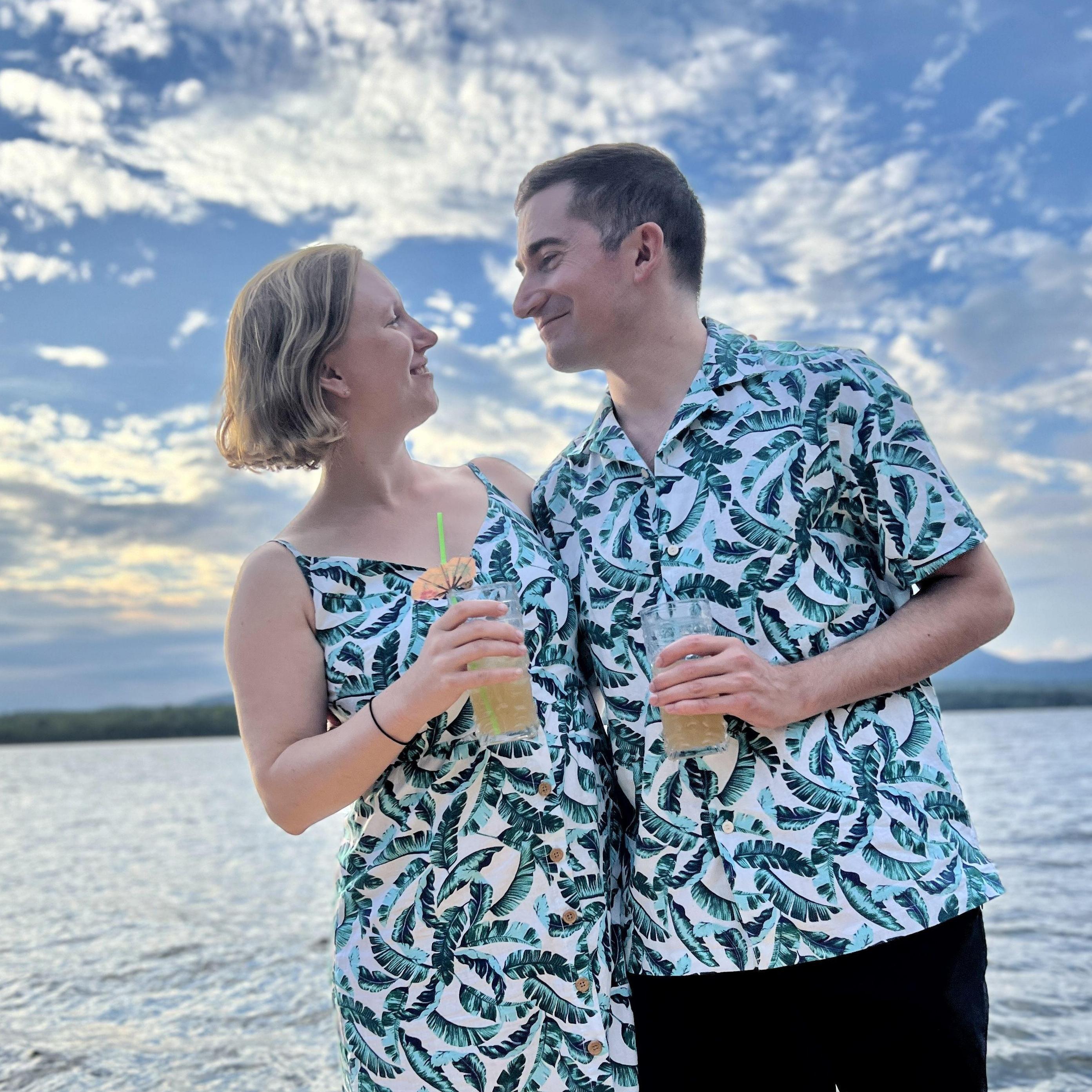 survivor themed engagement party with matching fits