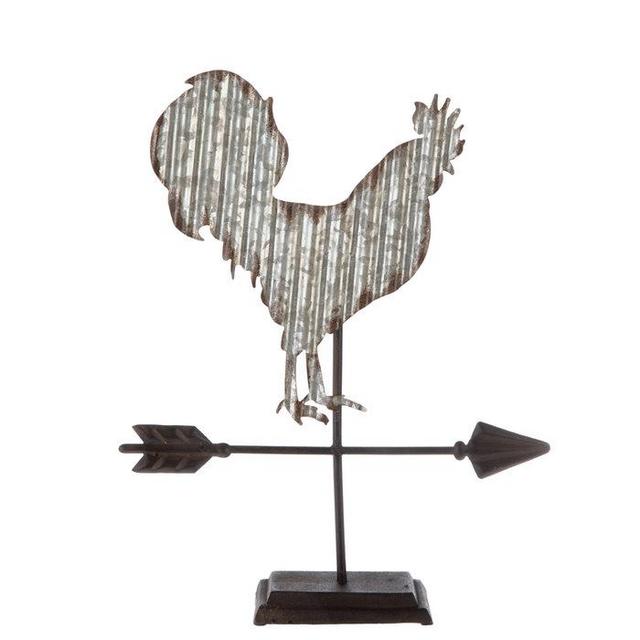 Galvanized Metal Rooster Wind Vane Decor