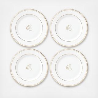 Federal Gold Script Tidbit Plate, Set of 4
