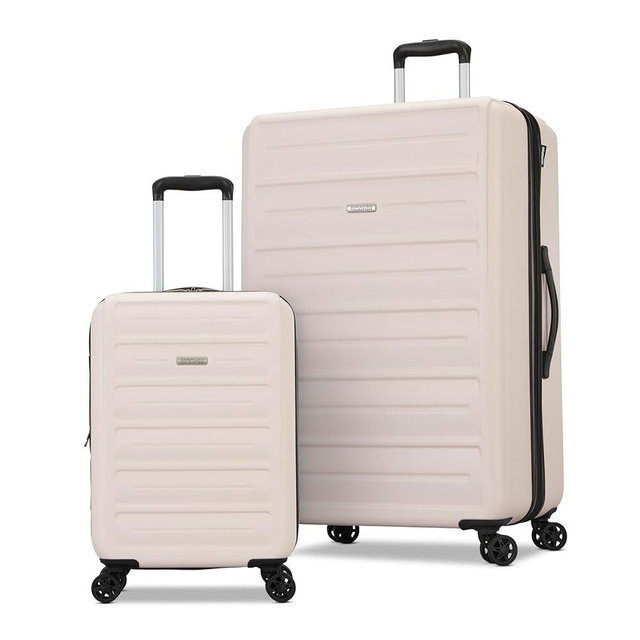 American Tourister Westridge Hardshell Luggage Set - 2 Piece Set - 20/28" Carry-On & Large Checked Luggage Set with Spinner Wheels - Expandable Hard Suitcases for Travel - Hard ABS Shell - Light Pink