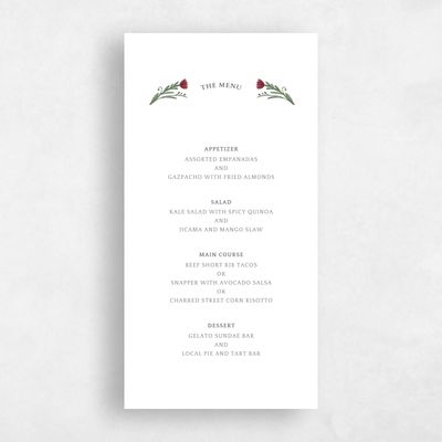 Currant Red Wedding Menu - Pemberton