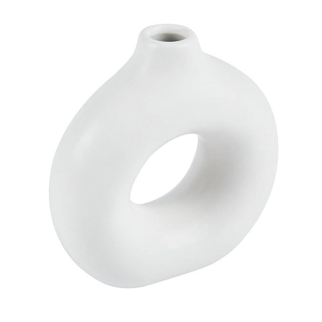 Restaurantware-Table Art Flower Vase, 1 Donut Vase - Minimalist Style, for Fresh Or Artificial Flowers, Black Ceramic Piece for Home Decor, Kitchen, Home, Living Room, Office, and More