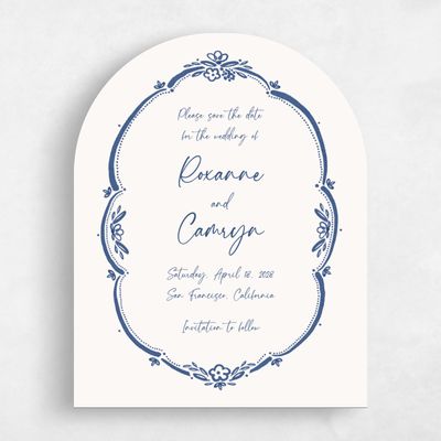 Blue Arch Wedding Save the Date - Galleria Portrait