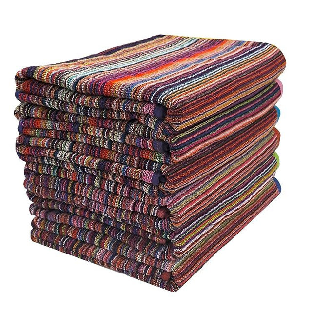 BolBom's 6 Piece Beach Towel 100% Cotton Assorted Beach Towel,Size 30" x60” Quick Dry High Absorbent Towel for Beach,Bath,Travel,Swim,Pool,Yoga,Hotel,Parties,Guests & Perfect for Daily Use