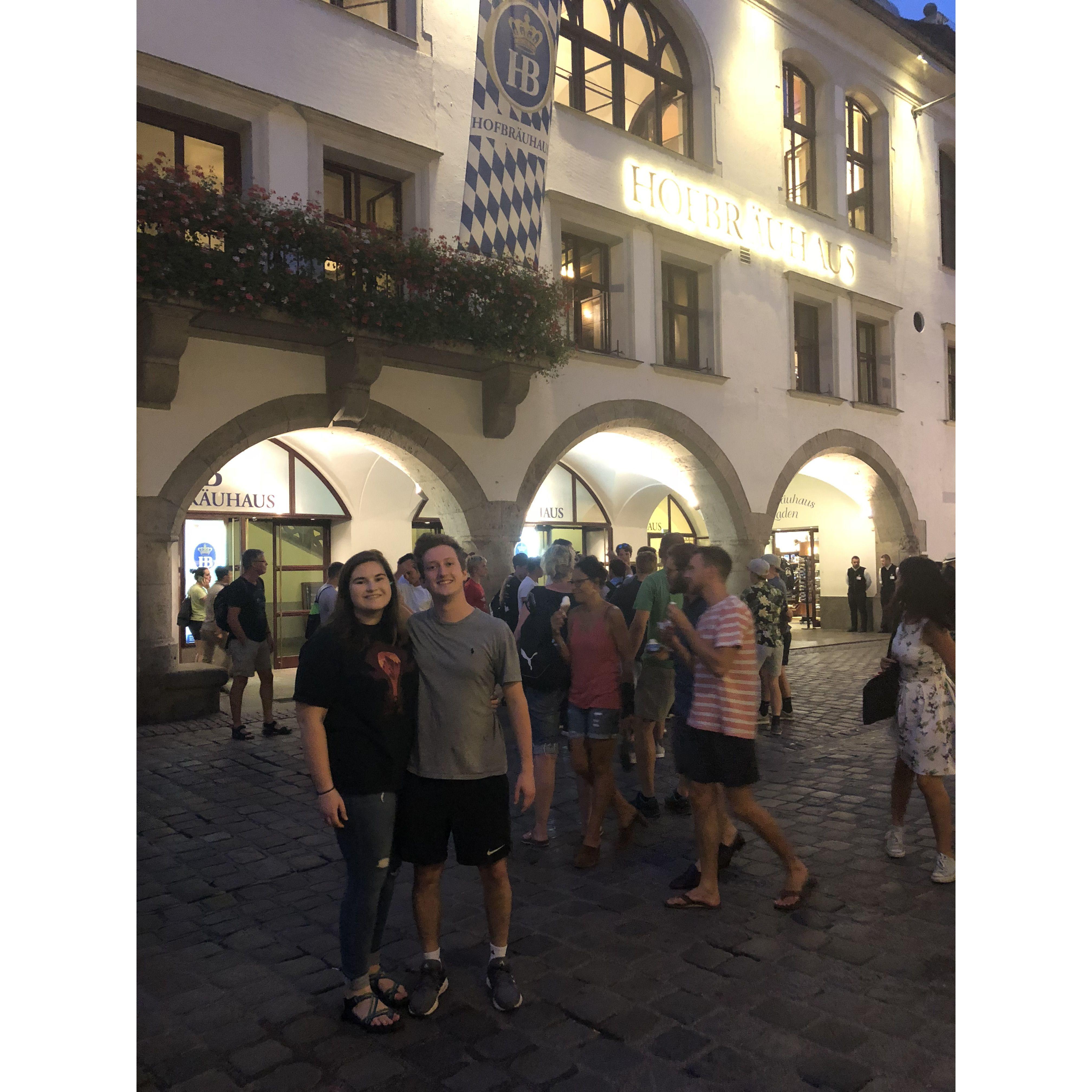 Our friend in Munich snapped this picture of us in front of Hofbrauhaus in 2018.