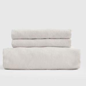European Linen Fitted Sheet Set in Sand, Queen