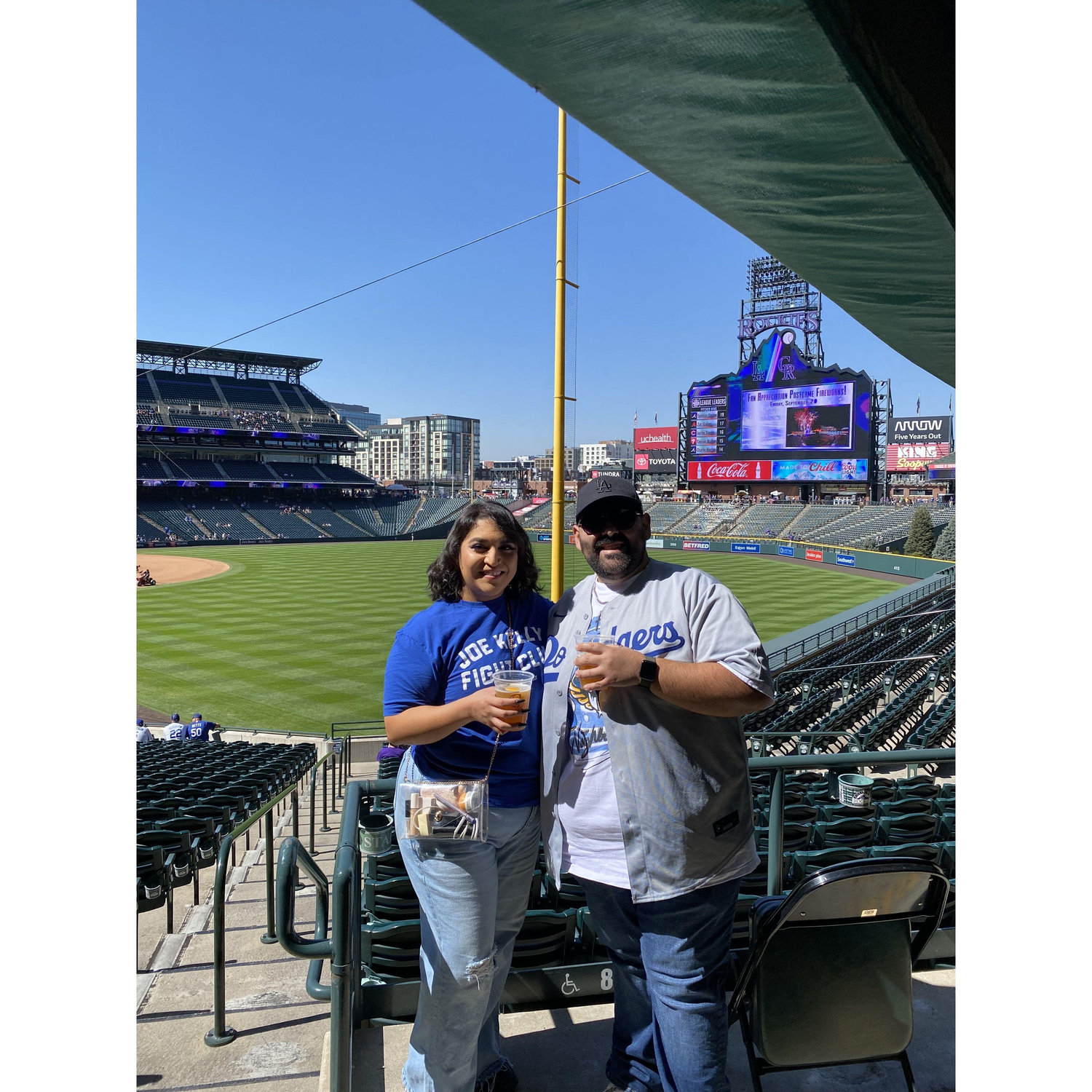 Catching a double header Dodger game at Coors Field in Denver. This was two days before Adam proposed. September 2023