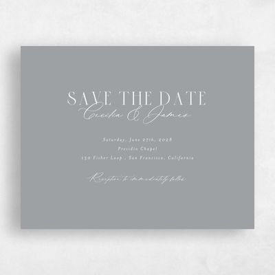 Pewter Gray, Grey Wedding Save the Date - Shahira Landscape