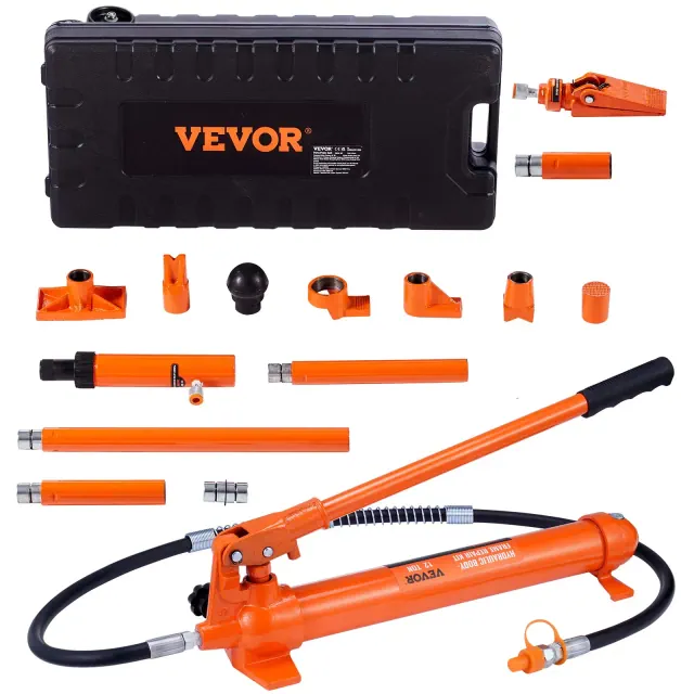 12 Ton Porta Power Kit, Hydraulic Ram with Pump with 4.6 ft/1.4 m Oil Hose, Portable Hydraulic Jack with Storage Case for Automotive,Garage