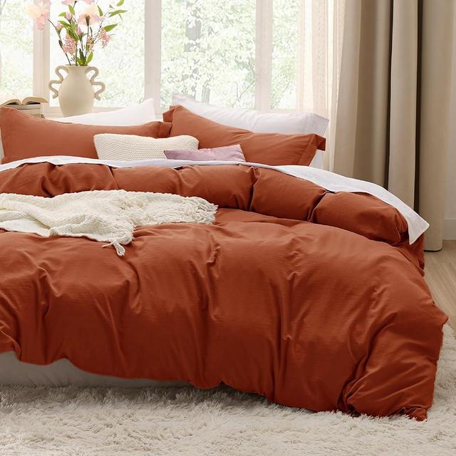 Bedsure Terracotta Duvet Cover King Size - Soft Prewashed King Duvet Cover Set, 3 Pieces, 1 Duvet Cover 104x90 Inches with Zipper Closure and 2 Pillow Shams, Comforter Not Included