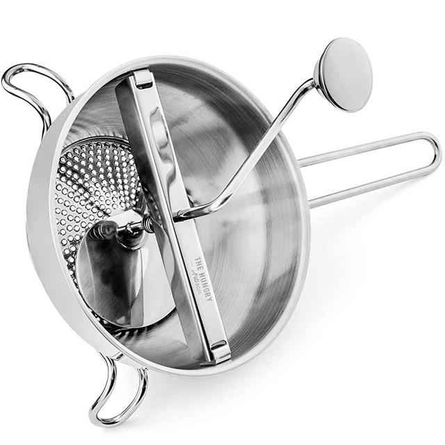 Ergonomic Food Mill Stainless Steel With 3 Grinding Milling Discs, Milling Handle & Stainless Steel Bowl - Rotary Food Mill for Tomato Sauce, Applesauce, Puree, Mashed Potatoes, Jams, Baby Food