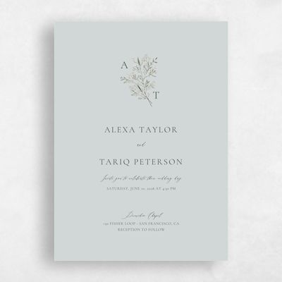Blue Sage Mist Wedding Invitation - Sweetbay Classic