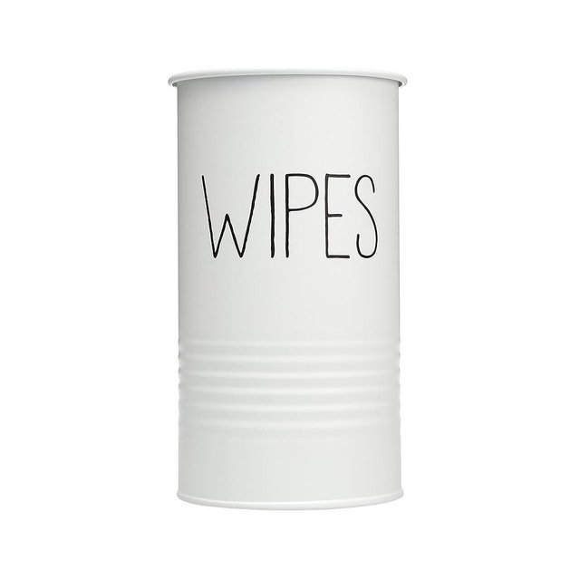 TEKHEUTEN Wipe Holder for Kitchen/Bathroom Counter, Modern Farmhouse Kitchen Decor, Vintage Countertop Wipe Storage Organizer Caddy, Steel with Matte White Finish