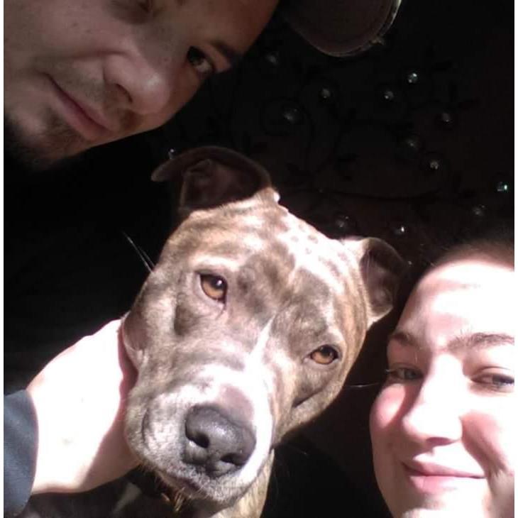 Our first picture with Maddie after adopting her!